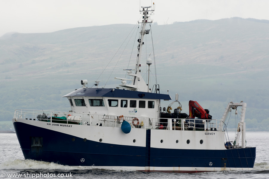 Photograph of the vessel rv Sir John Murray pictured passing Greenock on 4th June 2015