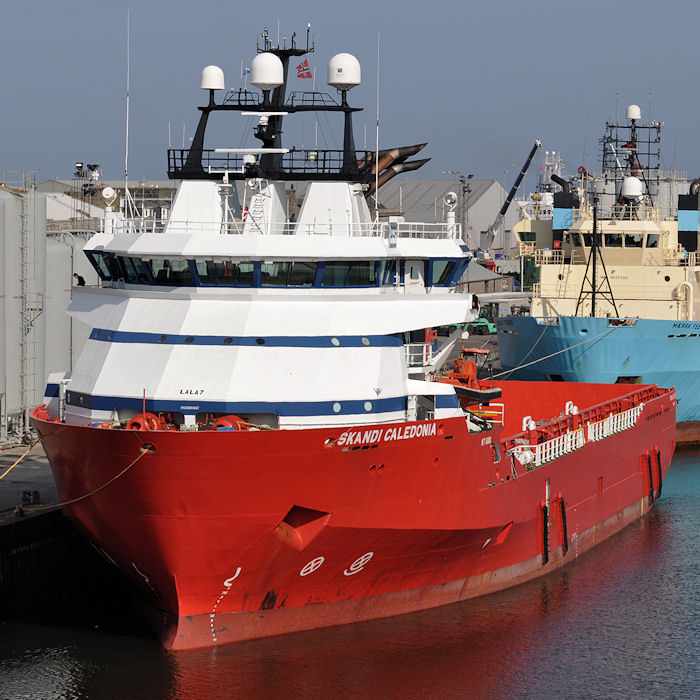 Photograph of the vessel  Skandi Caledonia pictured at Aberdeen on 7th May 2013