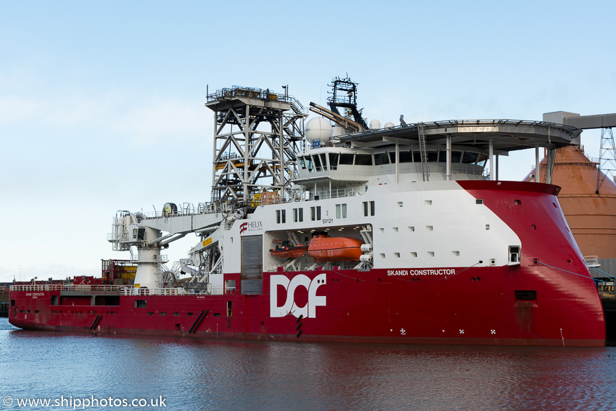 Photograph of the vessel  Skandi Constructor pictured at Blyth on 13th November 2015