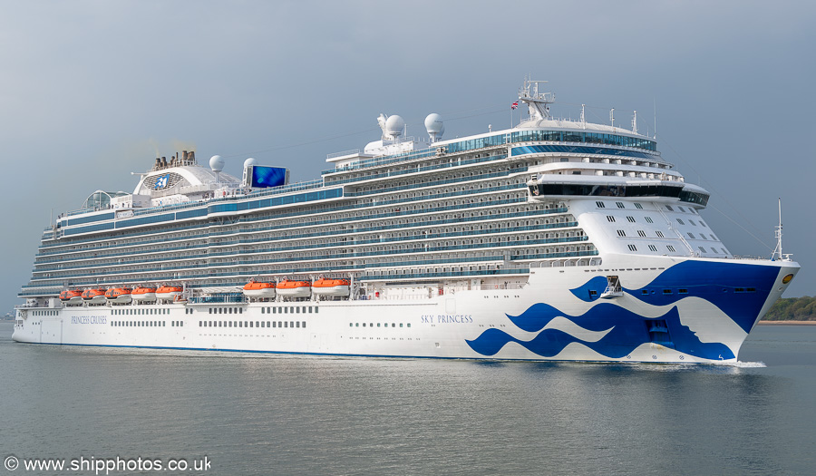 Photograph of the vessel  Sky Princess pictured departing Southampton on 26th April 2025