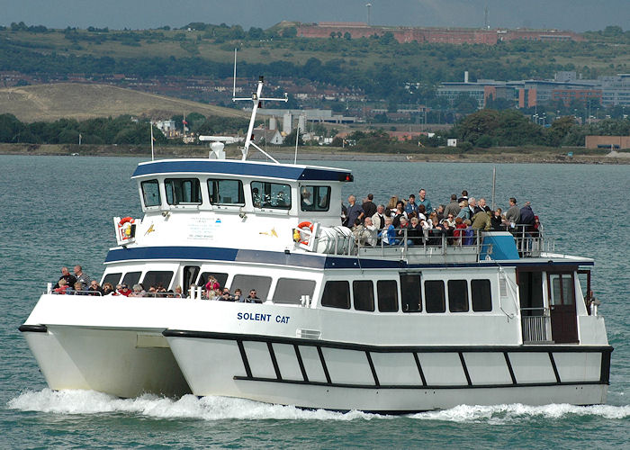 Photograph of the vessel  Solent Cat pictured in Portsmouth Harbour on 14th August 2010