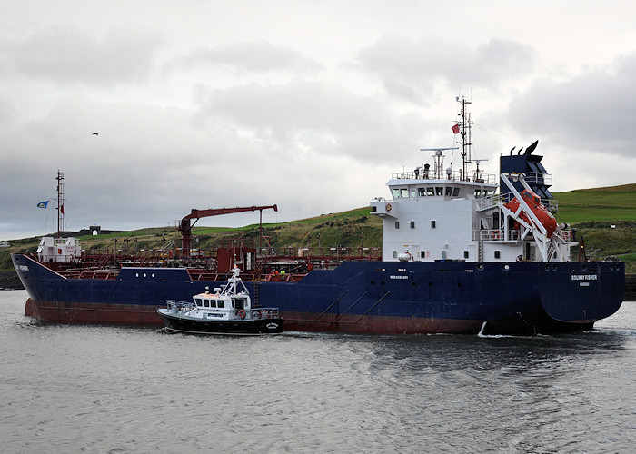 Photograph of the vessel  Solway Fisher pictured departing Aberdeen on 13th September 2012