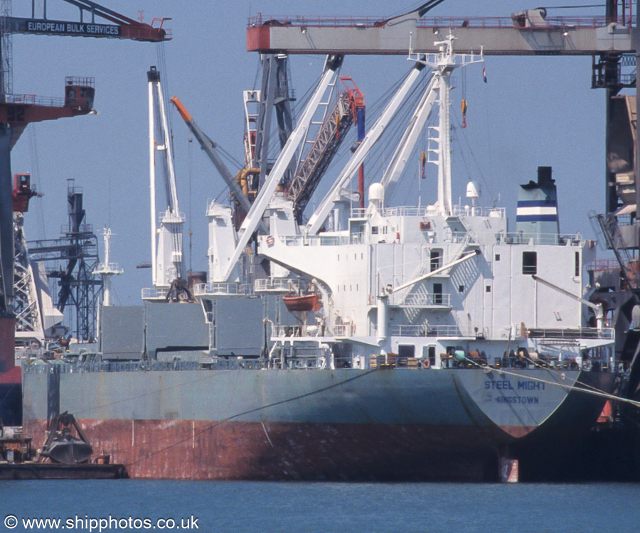 Photograph of the vessel  Steel Might pictured in Beneluxhaven, Europoort on 17th June 2002