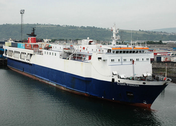 Photograph of the vessel  Stena Pioneer pictured in Larne on 17th June 2006