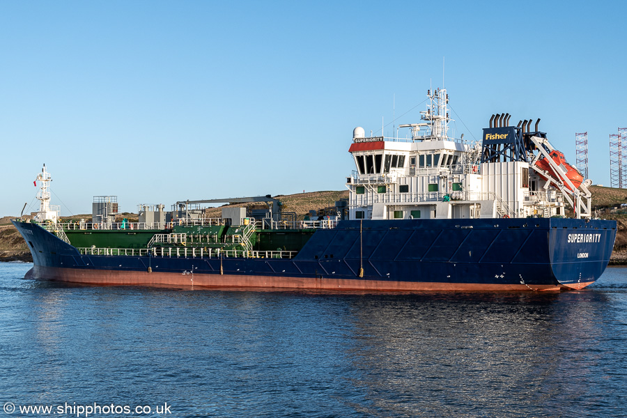 Photograph of the vessel  Superiority pictured departing Aberdeen on 17th March 2025