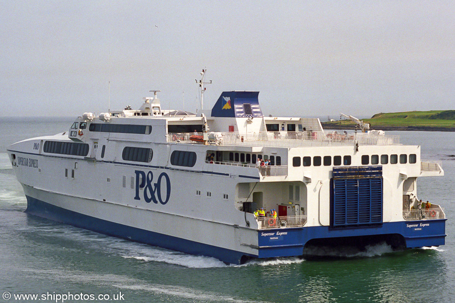 Photograph of the vessel  Superstar Express pictured arriving at Larne on 16th August 2002