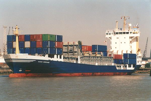 Photograph of the vessel  Susan Borchard pictured departing Tilbury Docks on 12th May 2001