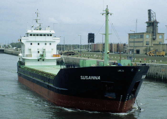 Photograph of the vessel  Susanna pictured departing Antwerp on 19th April 1997
