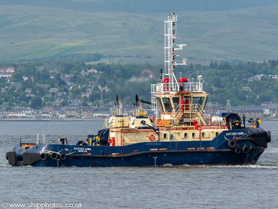 Photograph of the vessel  Svitzer Hawk pictured at Greenock on 20th June 2024