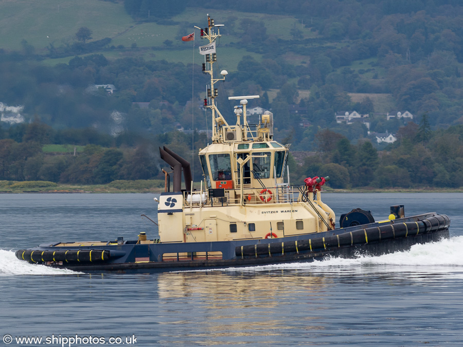 Photograph of the vessel  Svitzer Warden pictured passing Greenock on 29th September 2022
