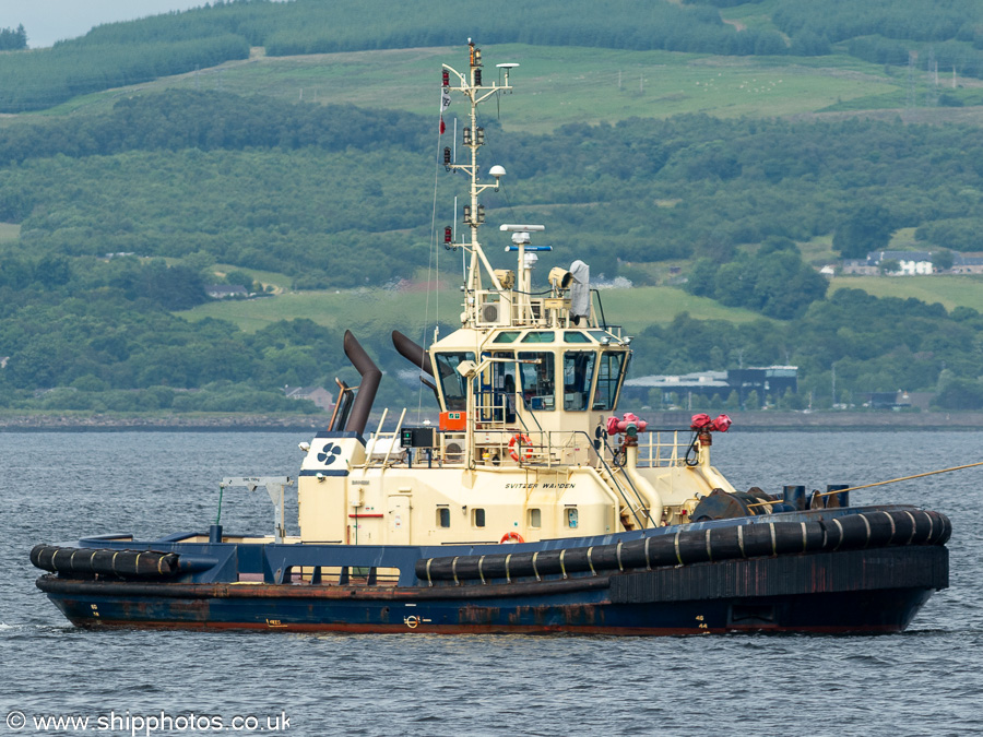 Photograph of the vessel  Svitzer Warden pictured at Greenock on 20th June 2024