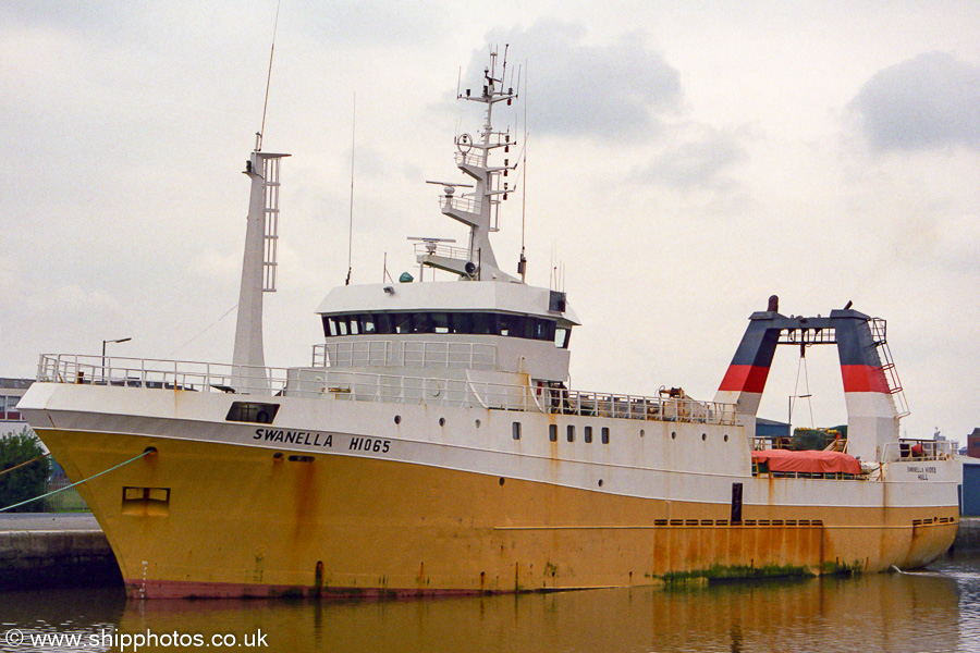 Photograph of the vessel fv Swanella pictured in Albert Dock, Hull on 11th August 2002