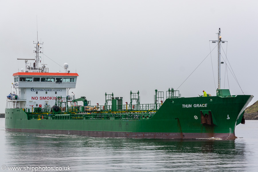 Photograph of the vessel  Thun Grace pictured arriving at Aberdeen on 11th October 2021