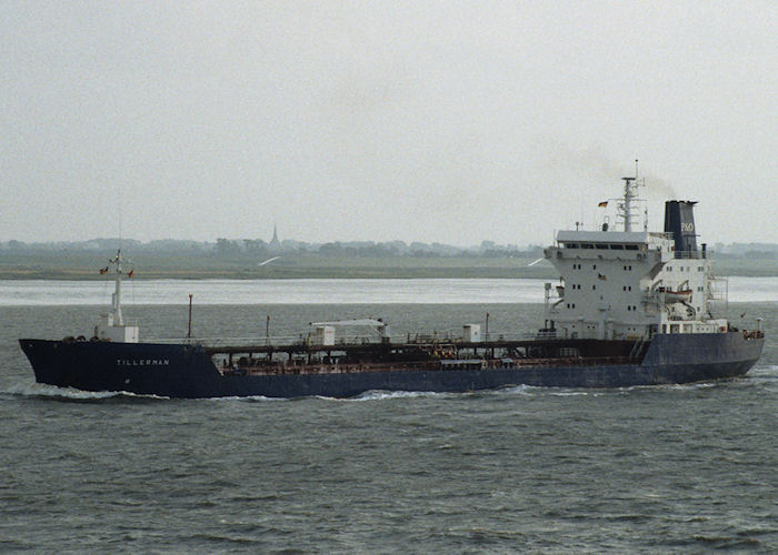Photograph of the vessel  Tillerman pictured on the River Elbe on 25th August 1995