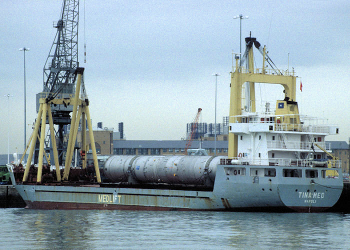 Photograph of the vessel  Tina Med pictured at Southampton on 21st January 1998