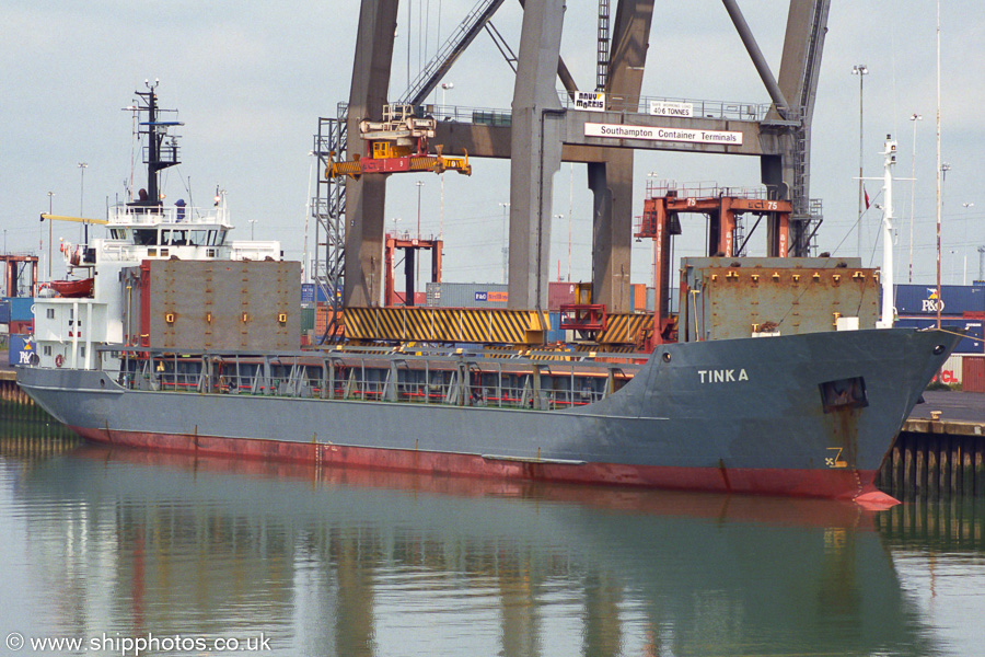 Photograph of the vessel  Tinka pictured at Southampton Container Terminal on 6th July 2002