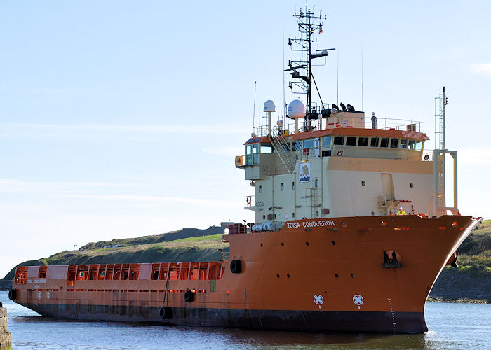 Photograph of the vessel  Toisa Conqueror pictured arriving at Aberdeen on 14th September 2013