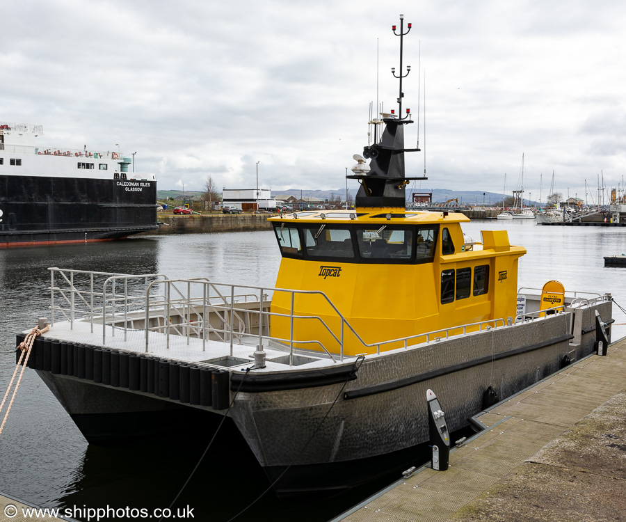 Photograph of the vessel  Topcat pictured in James Watt Dock, Greenock on 23rd March 2023