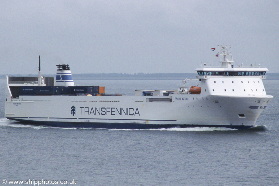 Photograph of the vessel  Trans Botnia pictured on the Westerschelde passing Vlissingen on 18th June 2002