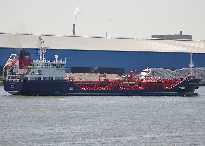 Photograph of the vessel  Trefin Unity pictured passing Vlaardingen on 27th June 2011