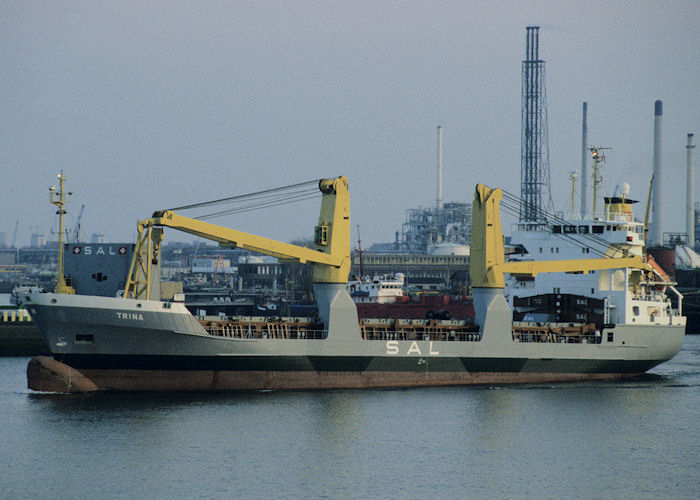 Photograph of the vessel  Trina pictured passing Vlaardingen on 14th April 1996