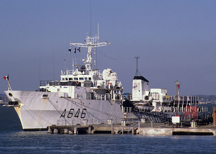 Photograph of the vessel FS Triton pictured in Portsmouth Naval Base on 3rd November 1990