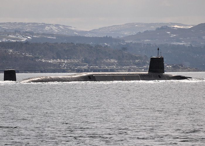 Photograph of the vessel HMS Vanguard pictured on the River Clyde on 30th March 2013