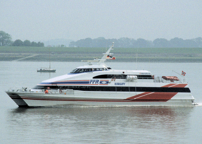 Photograph of the vessel  Vargøy pictured on the River Elbe on 27th May 1998