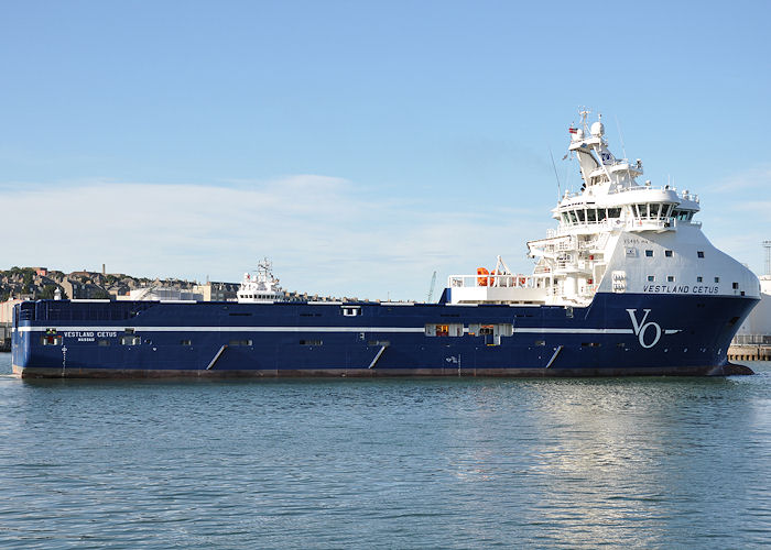 Photograph of the vessel  Vestland Cetus pictured arriving at Aberdeen on 14th September 2013
