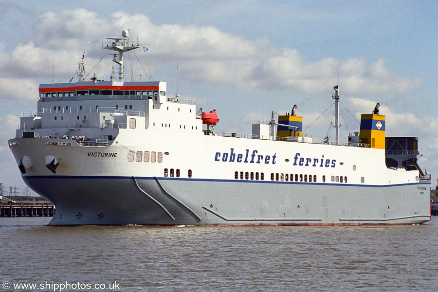 Photograph of the vessel  Victorine pictured passing Tilbury on 1st September 2001