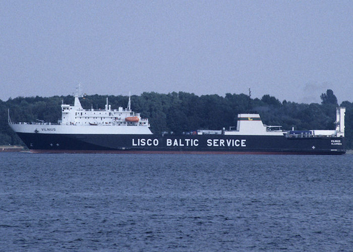 Photograph of the vessel  Vilnius pictured departing Kiel on 22nd August 1995