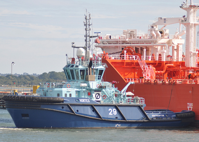 Photograph of the vessel  Vortex pictured at Fawley on 6th August 2011