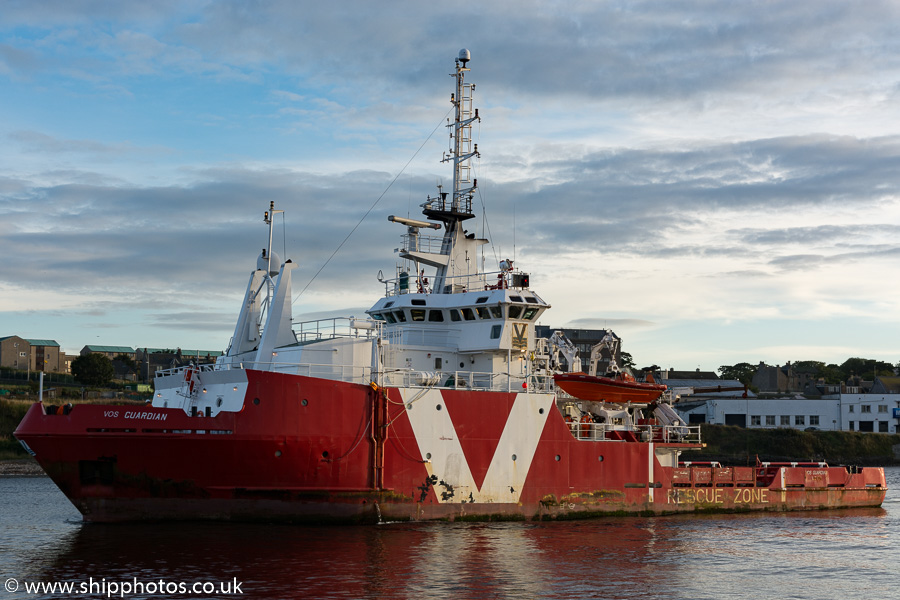 Photograph of the vessel  VOS Guardian pictured departing Aberdeen on 18th September 2015