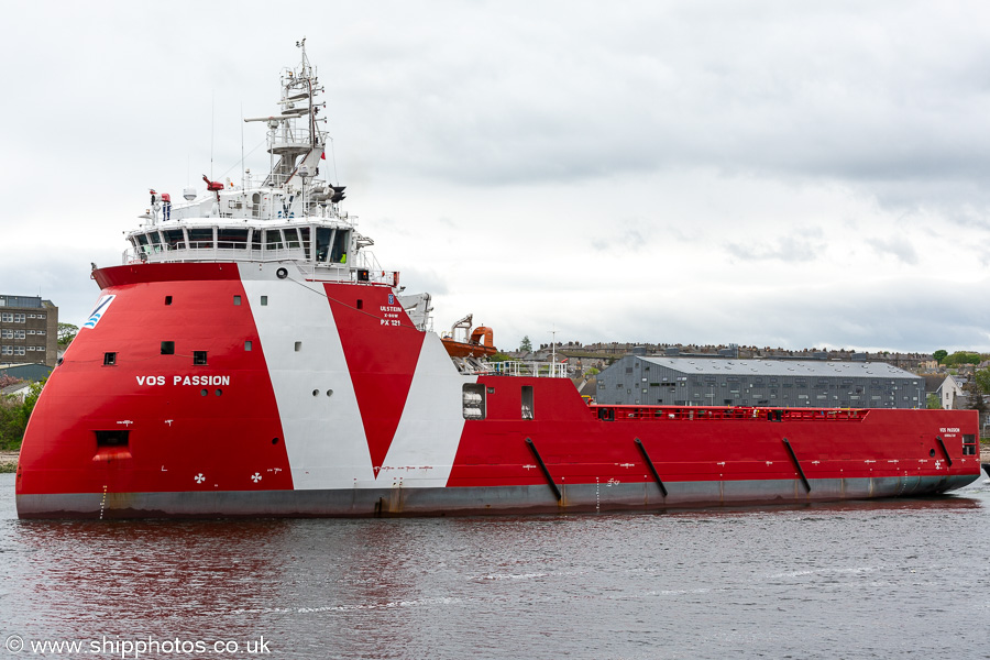 Photograph of the vessel  VOS Passion pictured departing Aberdeen on 12th May 2022