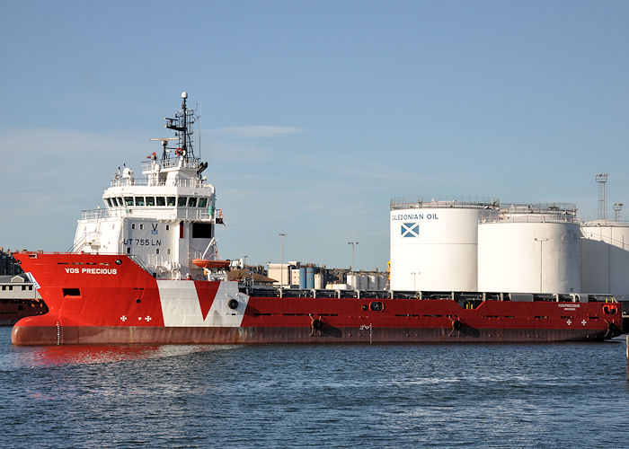 Photograph of the vessel  VOS Precious pictured departing Aberdeen on 14th September 2013