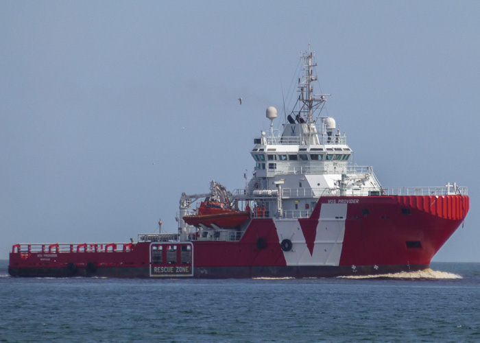 Photograph of the vessel  VOS Provider pictured arriving at Aberdeen on 9th June 2014