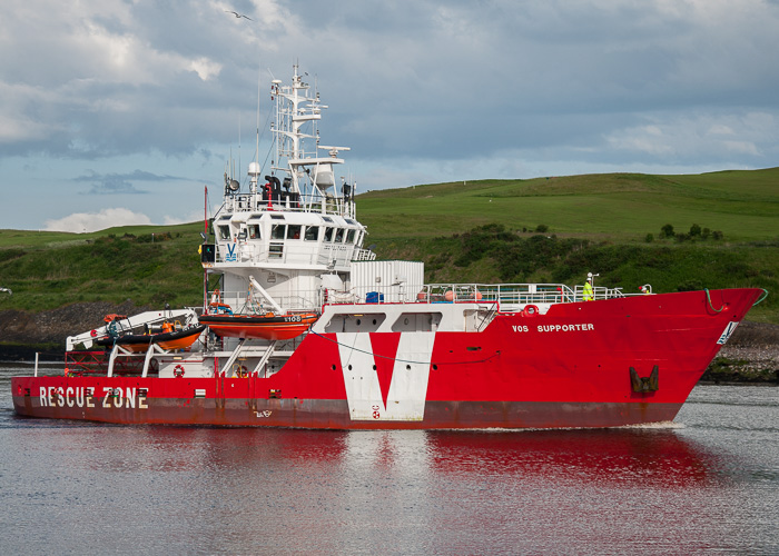 Photograph of the vessel  VOS Supporter pictured arriving at Aberdeen on 8th June 2014