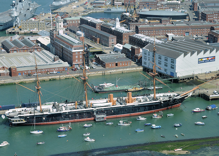 HMS Warrior pictured in Portsmouth Naval Base on 22nd July 2012