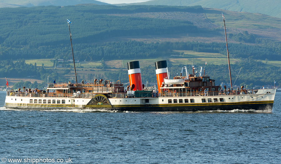 Photograph of the vessel ps Waverley pictured passing Greenock on 15th July 2021