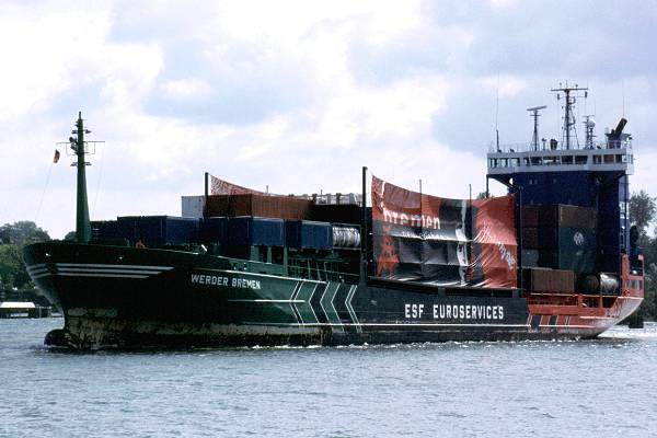 Photograph of the vessel  Werder Bremen pictured on the Kiel Canal on 29th May 2001