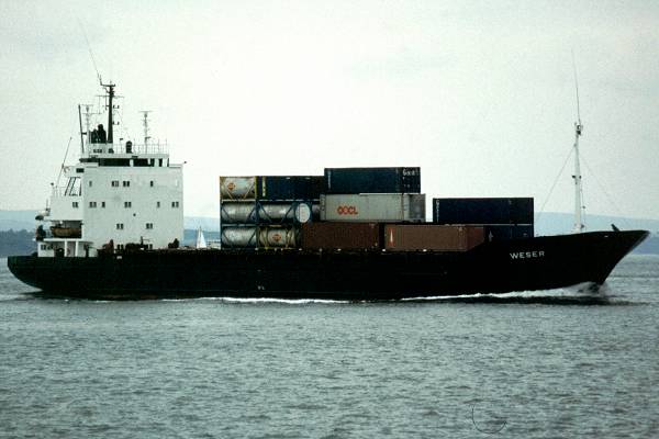 Photograph of the vessel  Weser pictured in the Solent on 4th July 1998
