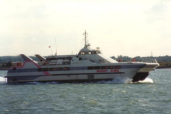 Photograph of the vessel  Wight King pictured arriving in Southampton on 4th September 1992