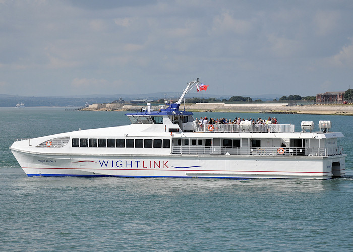 Photograph of the vessel  Wight Ryder I pictured departing Portsmouth Harbour on 5th August 2011