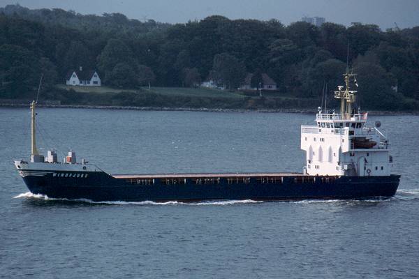 Photograph of the vessel  Windfjord pictured departing from the Kiel Canal on 29th May 2001