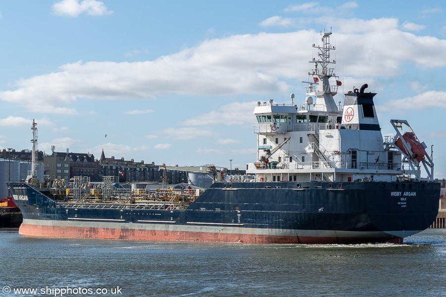 Photograph of the vessel  Wisby Argan pictured departing Aberdeen on 18th March 2025