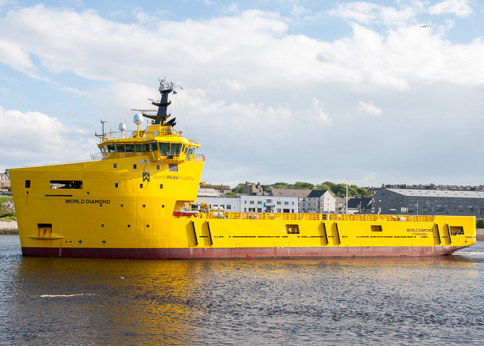 Photograph of the vessel  World Diamond pictured departing Aberdeen on 8th June 2014
