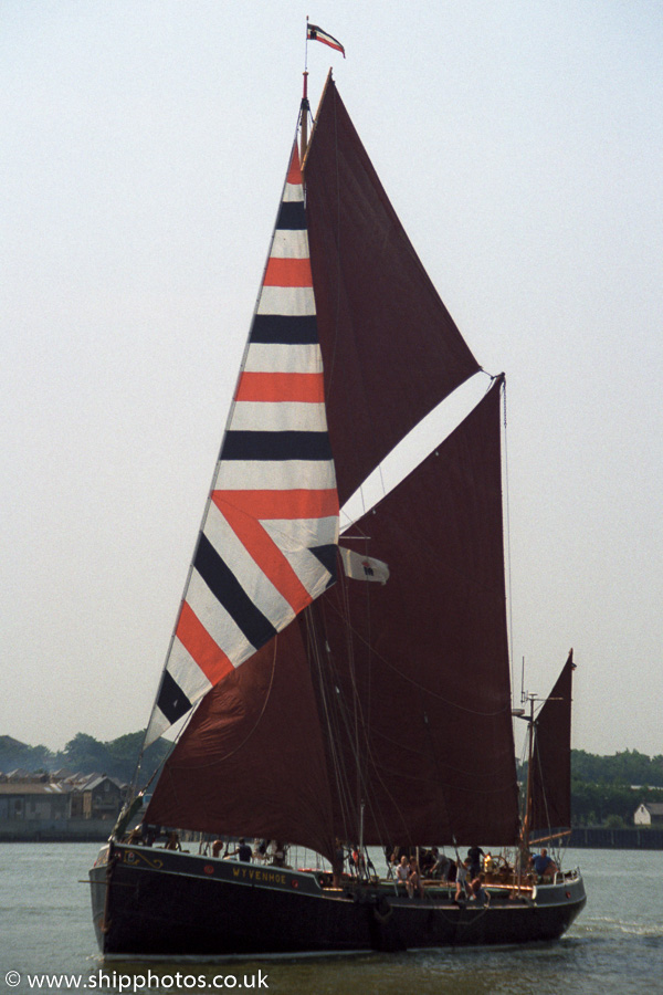 Photograph of the vessel sb Wyvenhoe pictured passing Gravesend on 17th June 1989