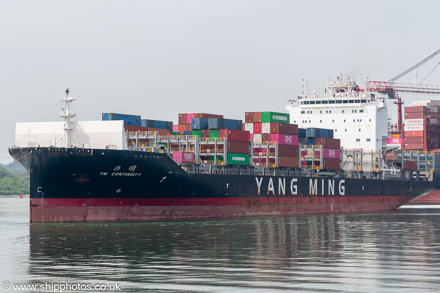 Photograph of the vessel  YM Continuity pictured departing Southampton on 26th April 2025