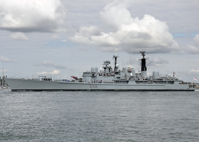 HMS York pictured departing Portsmouth Naval Base on 20th July 2012