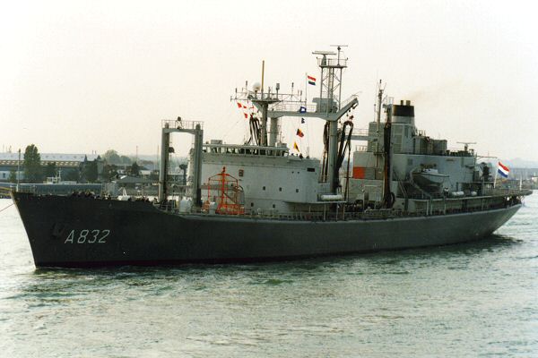 HrMS Zuiderkruis pictured departing Portsmouth on 6th May 1995